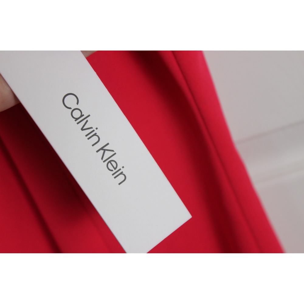 Calvin Klein Red Pleated High Neck Sleeveless Sheath Dress CD3C1M2U Size 8 - Picture 4 of 9